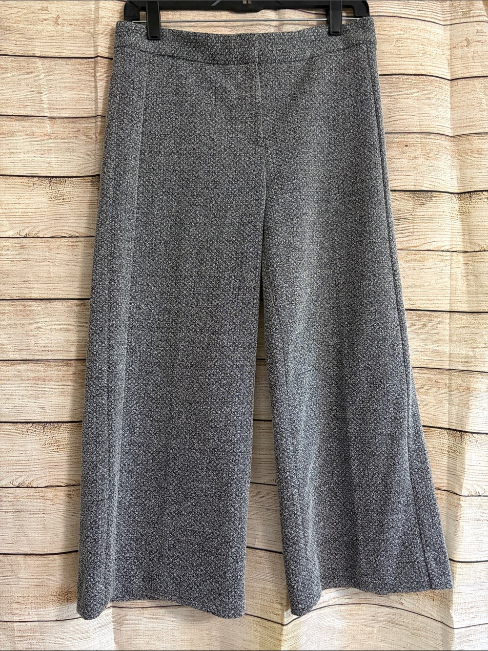 Ann Taylor Black and White Textured Wide Leg Crop Pants